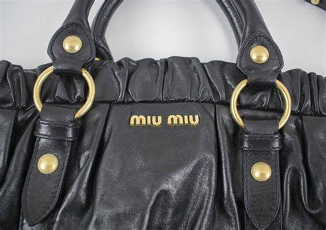 MIU MIU Vitello Lux Gathered Tote Black 